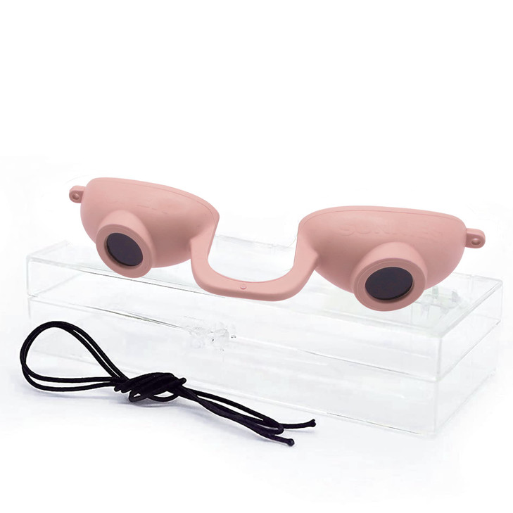 Super Sunnies EVO Flex UV Eye Protection FDA Compliant Tanning Bed Goggles Red Light Theraphy Eyeshields with Case Peach