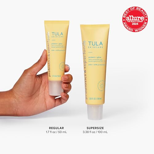 TULA Skin Care Protect Glow Daily Sunscreen Gel Broad Spectrum SPF 30 SkincareFirst NonGreasy NonComedogenic and ReefSaf