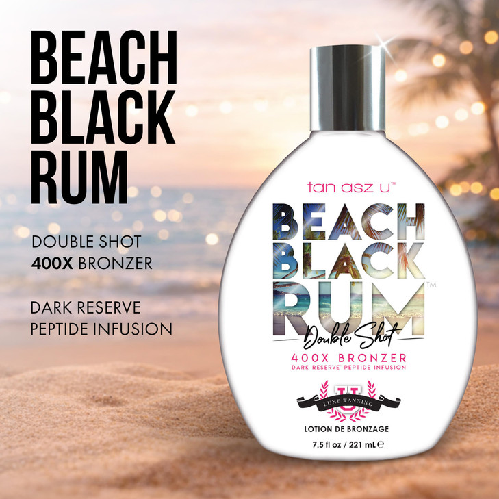 Tan Asz U Beach Black Rum Tanning Lotion Double Shot 400X Bronzer Dark Reserve Peptide Infusion Luxe Indoor Tanning Loti