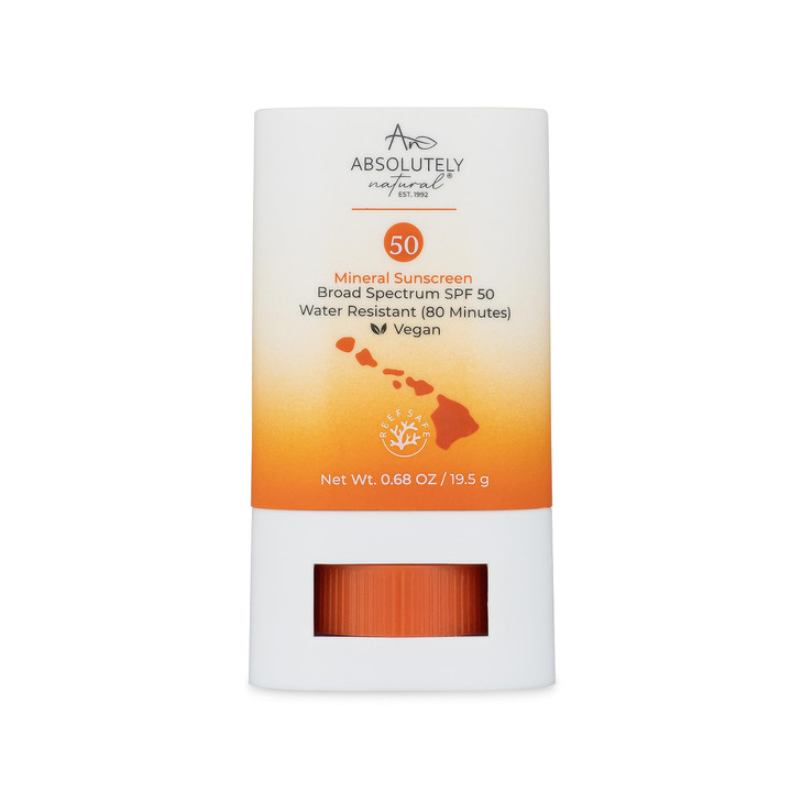 Absolutely Natural SPF 50 Mineral Sunscreen Stick with Rose Hips Oil Cruelty Free and Reef Safe Vegan Blend for Face and