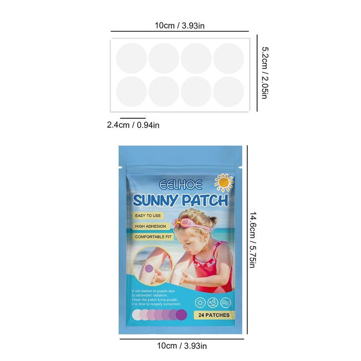 24 Pcs UV Stickers for Sunscreen Sun Cream Stickers to Reapply Waterproof UV Detection Stickers UV Detection Reminder UV