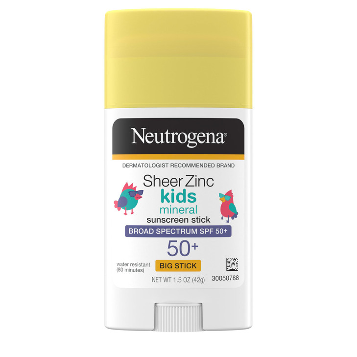 Neutrogena Sheer Zinc Oxide Kids Mineral Sunscreen Stick Broad Spectrum SPF 50 UVAUVB Protection Water Resistant with Re