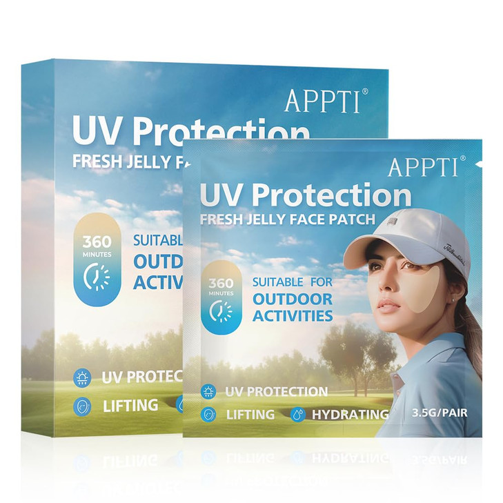 APPTI 5Pairs Golf Patches Outdoor UV Protection Face Patch Golf Gel Facial Patches Hydrating Skin Care Sunscreen Patch S