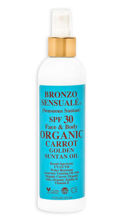 Bronzo Sensuale SPF 30 Sunscreen Protective Golden Tanning Organic Carrot Oil 85 Ounces