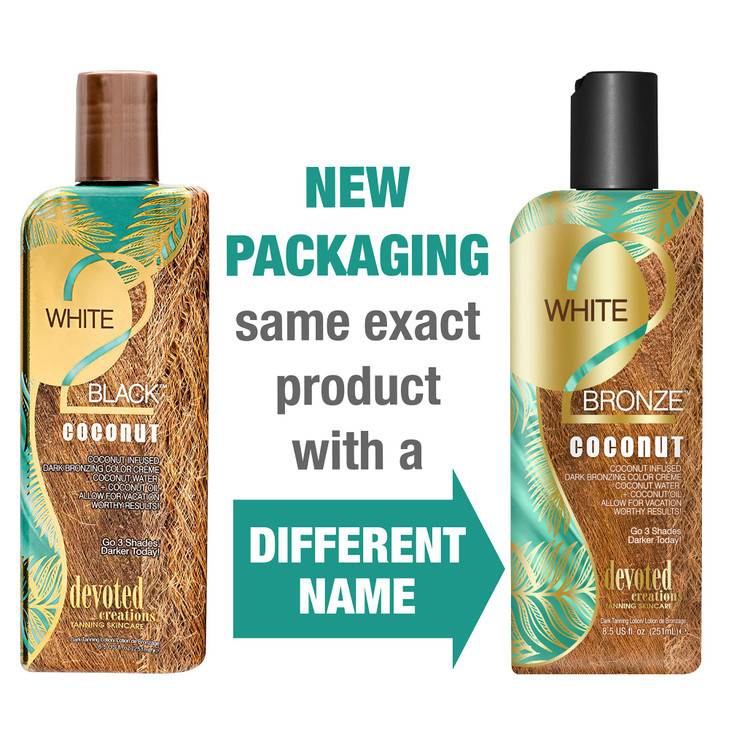 Devoted Creations White 2 Bronze Coconut Color Enhancing Dark Bronzing Tanning Lotion with Coconut Water Coconut Oil 85