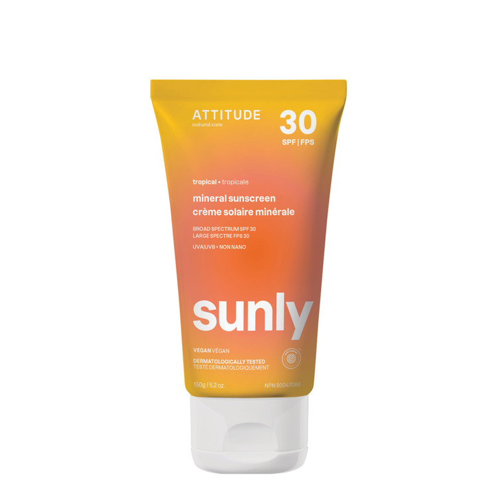 ATTITUDE Mineral Sunscreen with Zinc Oxide SPF 30 EWG Verified Broad Spectrum UVAUVB Protection Dermatologically Tested