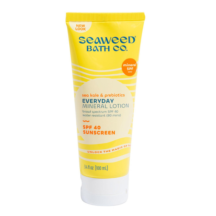 Seaweed Bath Co Everyday Mineral SPF 40 Broad Spectrum Sunscreen Lotion 34 Ounce Sustainably Harvested Seaweed Sea Kale