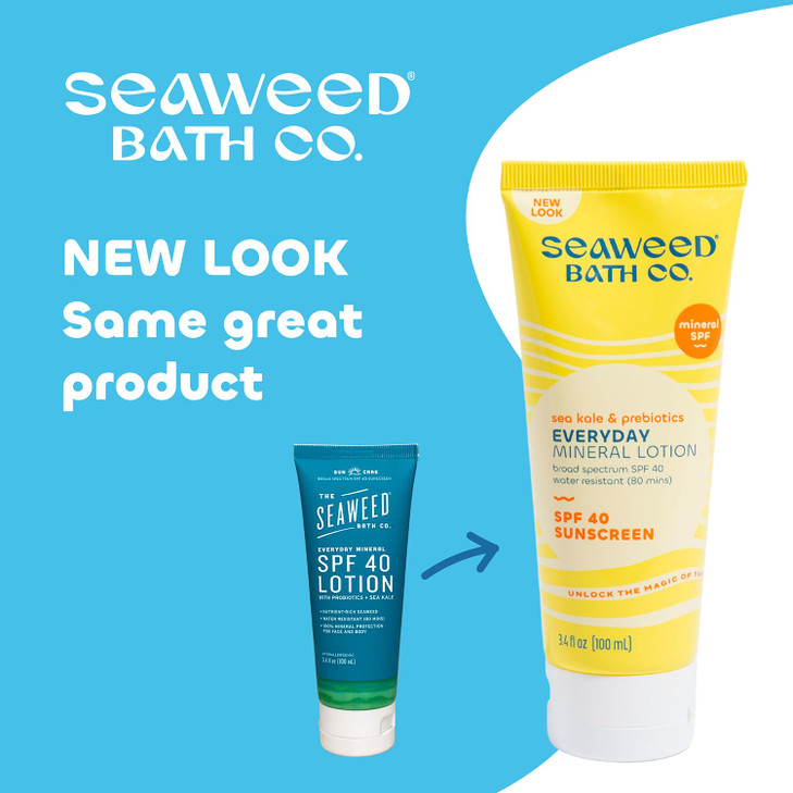 Seaweed Bath Co Everyday Mineral SPF 40 Broad Spectrum Sunscreen Lotion 34 Ounce Sustainably Harvested Seaweed Sea Kale
