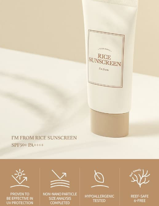 Im from Rice Sunscreen 50ml Physical rice extract 41 Nonnano zinc oxide Reef friendly skin sun protection
