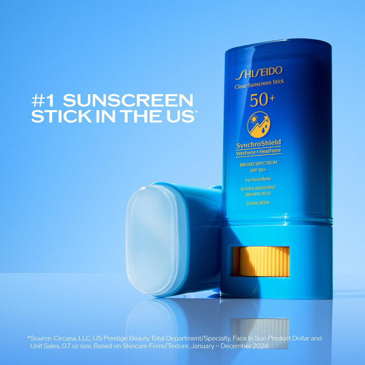 Shiseido Clear Sunscreen Stick SPF 50 Invisible BroadSpectrum Face Sunscreen Wear Under Over Makeup Lightweight Formula