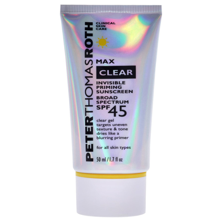 Peter Thomas Roth Max Clear Invisible Priming Sunscreen Broad Spectrum SPF 45 Makeup Primer with SPF WaterResistant Suns
