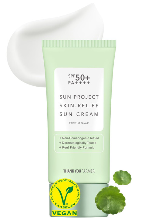 THANKYOU FARMER Sun Project Relief Sun Cream SPF50 PA50ml Centella Asiatica Extracts for Soothing Reef Safe Sunscreen Tr