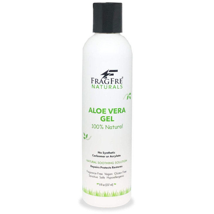 FRAGFRE AllNatural Aloe Vera Gel 8 oz No Synthetic Carbomer or Acrylate 100 Natural Aloe Vera Soothing Gel After Sun Exp