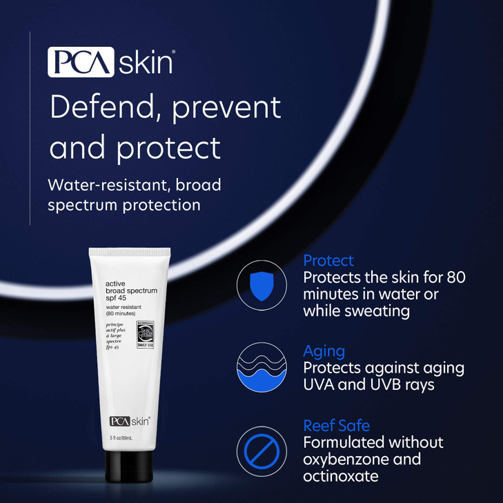 PCA SKIN Active Broad Spectrum SPF 45 Zinc Oxide WaterResistant Face Body Sunscreen Lotion ReefFriendly Oxybenzone OilFr