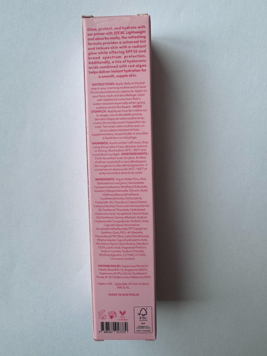 Sand Sky Tinted Glow Primer SPF 30 Sunscreen Australian Made Daily Hydrating Makeup Primer with Broad Spectrum Sun Prote
