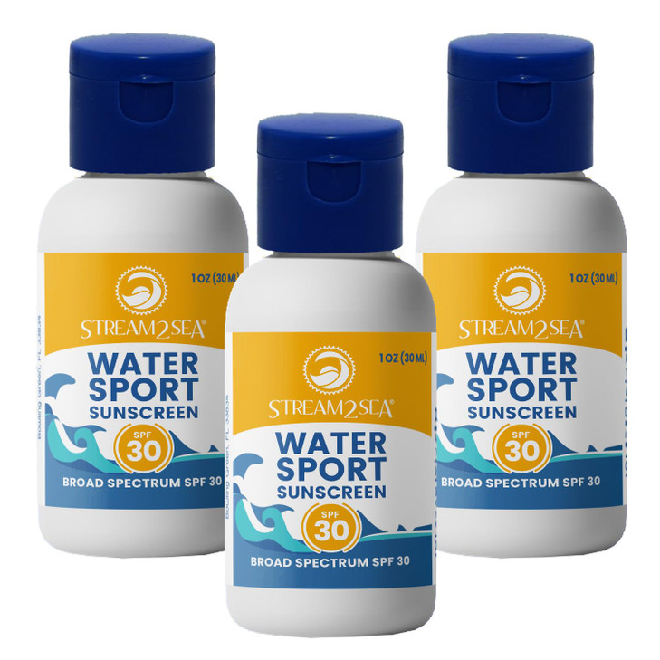 STREAM 2 SEA SPF 30 Mineral Sunscreen Biodegradable and Reef Safe 1 Fl oz Travel Size Pack of 3 Paraben Free Non Greasy