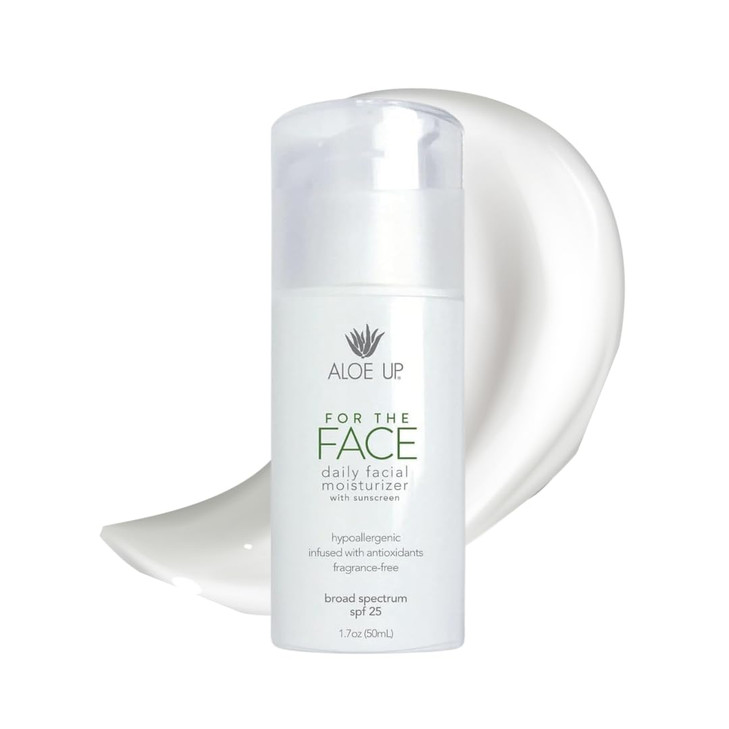 Aloe Up For the Face Daily Moisturizer with SPF 25 Sunscreen AlcoholFree Broad Spectrum Facial Lotion With Aloe Vera Gel