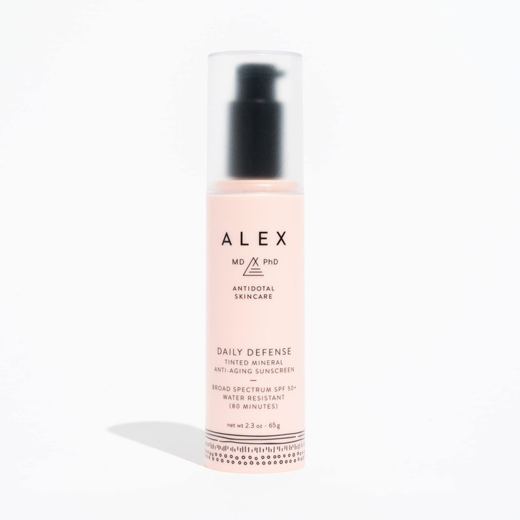 ALEX MD PhD Sunscreen for Face Tinted Mineral Facial Sunscreen SPF 50 Anti Aging Daily Defense Moisturizer for Sensitive