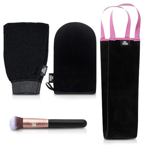 Bronze Tan Self Tanner Accessory Kit Includes Self Tanning Mitt Tan Remover Exfoliating Mitt EasyReach Back Applicator T
