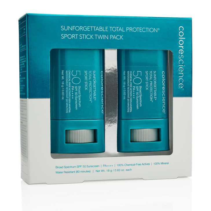 Colorescience Sunforgettable Total Protection Sport Stick SPF 50 Set of 2 Mineral Broad Spectrum WaterSweat Resistant Re