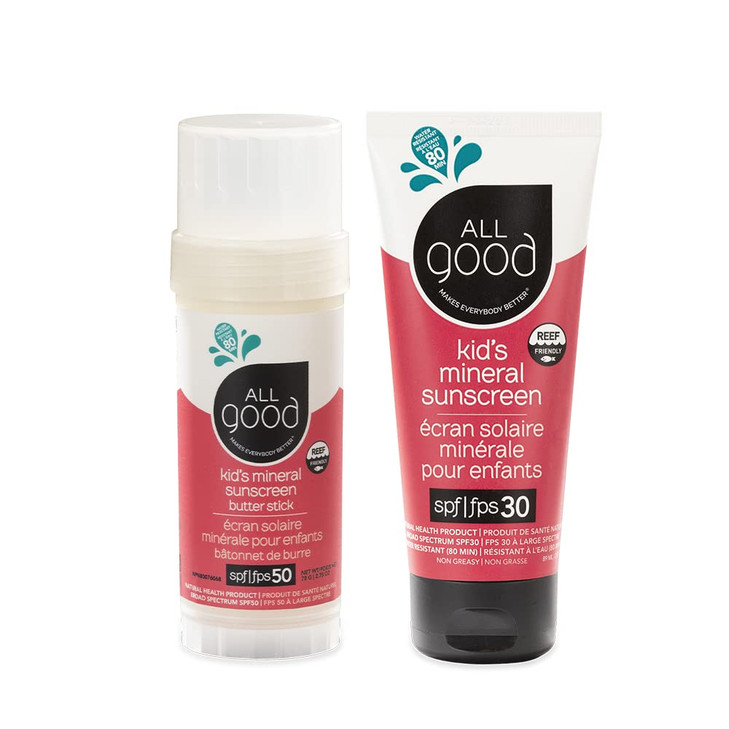 All Good Baby Kids Mineral Face Body Sunscreen UVAUVB Broad Spectrum Coral Reef Friendly Water Resistant Zinc Oxide 2 SP