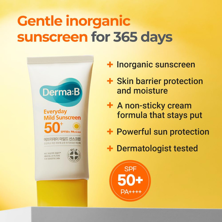 Derma B Everyday Mild Sunscreen SPF50 PA 169 Fl Oz 50ml FastAbsorbing Lightweight SPF Sunblock Moisturizer Facial Body N