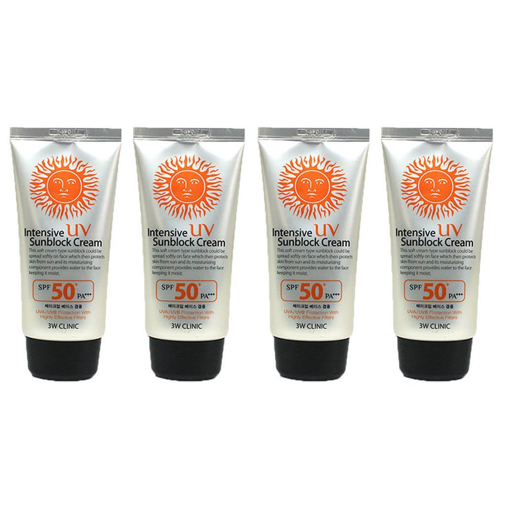 3W Clinic Intensive UV Sunscreen Sunblock Cream 4 Pack SPF50 PA 70ml 23oz
