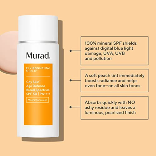 Murad City Skin Age Defense Broad Spectrum SPF 50 Environmental Shield 100 Mineral Sunscreen Blue Light Defense SPF 50 S