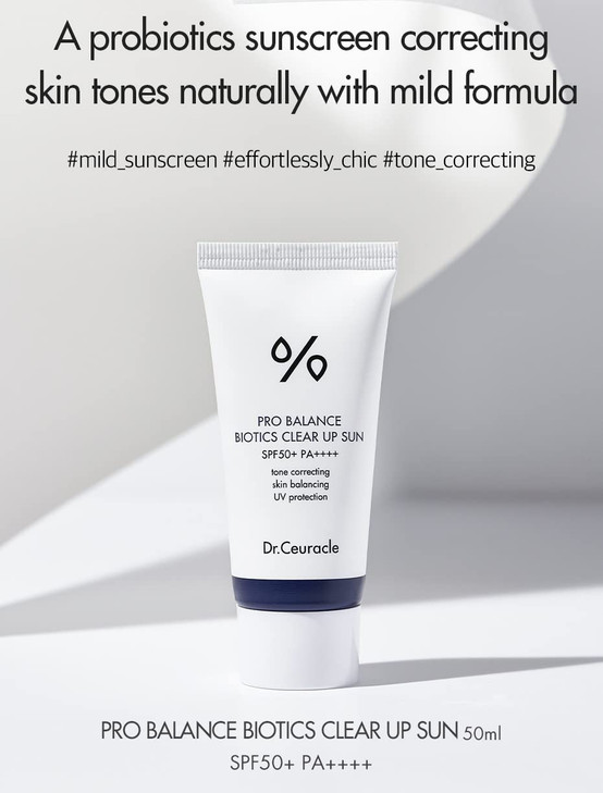 DrCeuracle Pro Balance Biotics Clear Up Sun SPF 50 PA 17 floz A Probiotics Sunscreen Tone Correcting Skin Balancing Mild