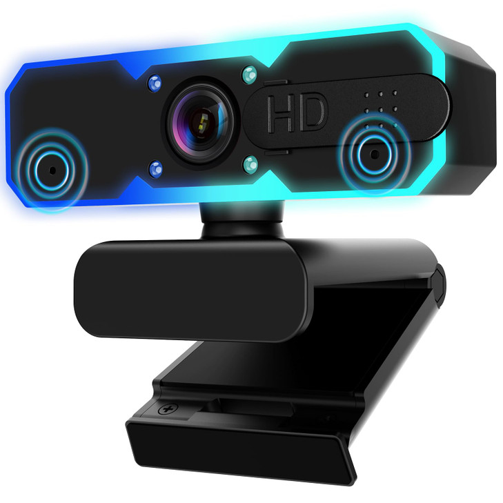 NBPOWER 1080P 60FPS Streaming Camera Webcam with Microphone and Fill RGB LightAutofocusWork with LaptopDesktop ComputerW