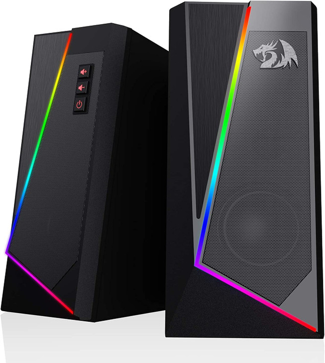 Redragon GS520 RGB Desktop Speakers 20 Channel PC Computer Stereo Speaker with 6 Colorful LED Modes Enhanced Sound and E