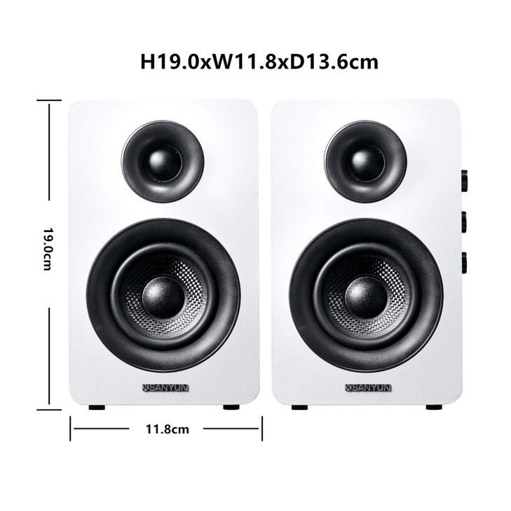 Sanyun SW208 3 Active Bluetooth 50 Bookshelf Speakers 60W Carbon Fiber Speaker Unit Builtin 24bit DAC Dynamic 3D Surroun