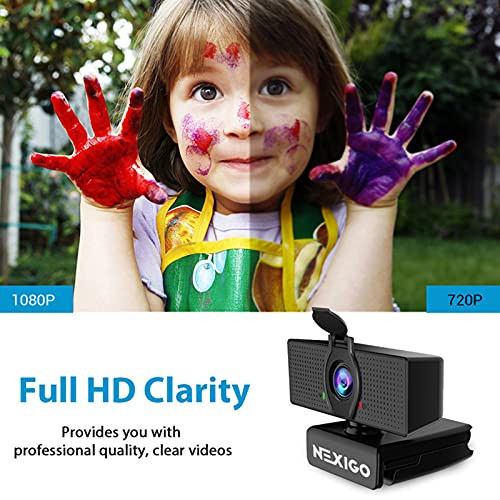 NexiGo N60 1080P Webcam with Microphone Software Control Privacy Cover USB HD Computer Web Camera Plug and Play for Zoom