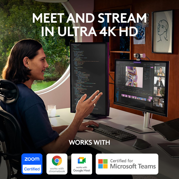 Logitech MX Brio Ultra HD 4K Collaboration Streaming Webcam 1080p at 60 FPS Show Mode Works with Microsoft Teams Zoom Go