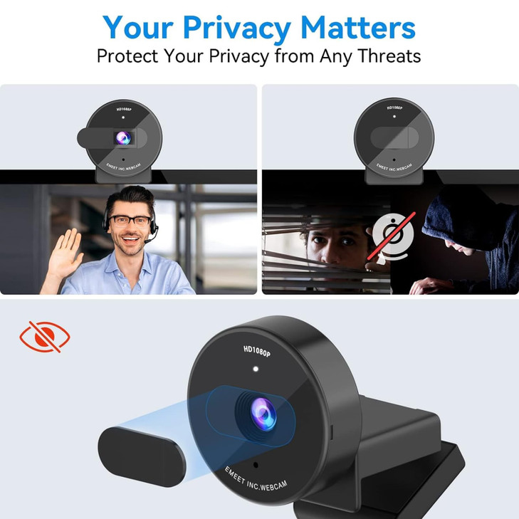 EMEET C950 1080P Webcam USB Webcam with Microphone Physical Privacy Cover Auto Light Correction Fixed Focus USB Plug Pla