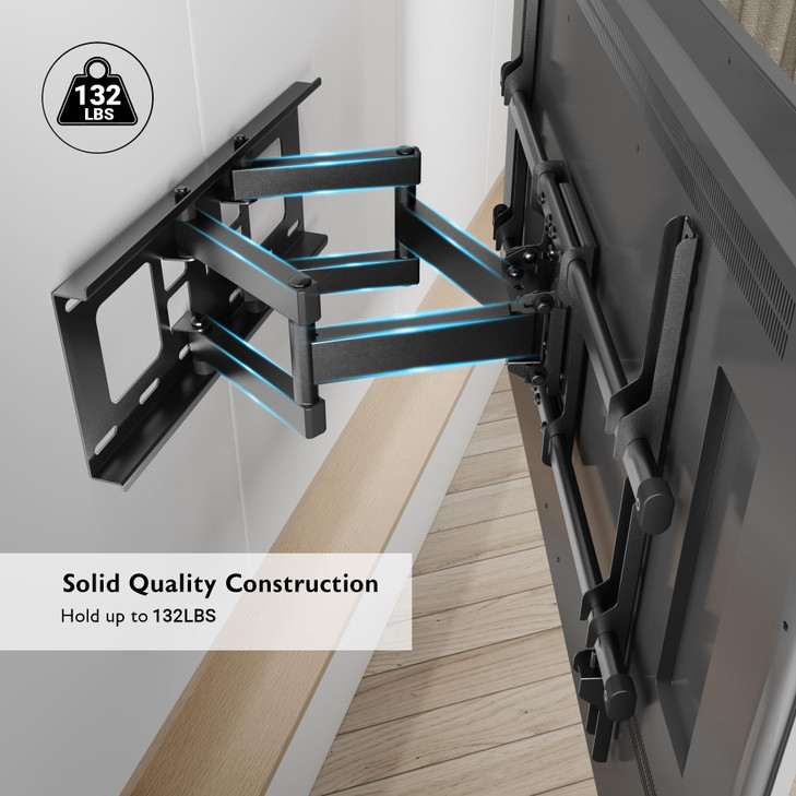 BONTEC Full Motion TV Wall Mount for 3784 Inch TVs Hold up to 132lbs Max VESA 600x400mm Swivel Tilt Dual Arms Adjustable