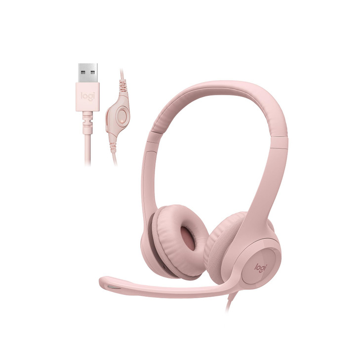 Logitech H390 Wired Headset for PCLaptop Stereo Headphones with Noise Cancelling Microphone USBA inLine Controls Works w