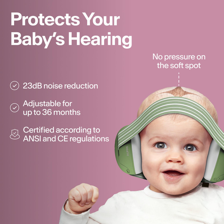 Alpine Muffy Baby Ear Protection for Babies and Toddlers up to 36 Months CE ANSI Certified Noise Reduction Earmuffs Comf