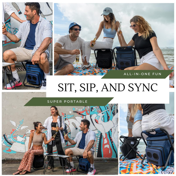 SUPER REAL Backpack Cooler Chair with Speakers 20Watt Bluetooth Speakers for PartiesFestivalsBoatBeachCamping Rechargeab