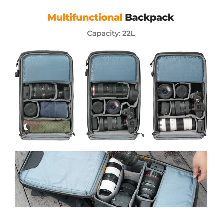 KF Concept 22L Camera Case for Photographers Large Capacity Camera Bags with Raincover 156 Inch Laptop Compartment for C