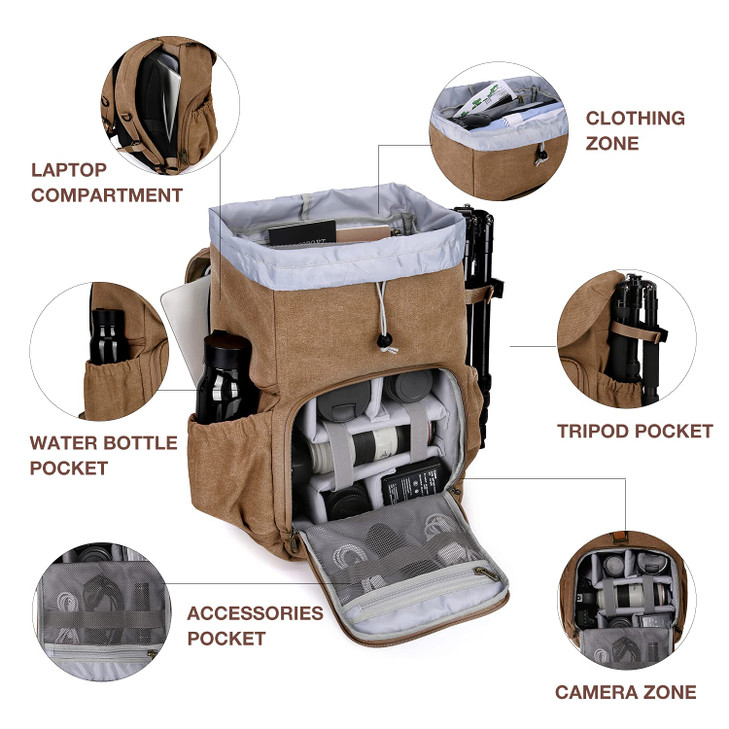 BAGSMART Camera Backpack DSLR Camera Bag Backpacks for Photographers Waterproof AntiTheft Photography Backpack with 15 I