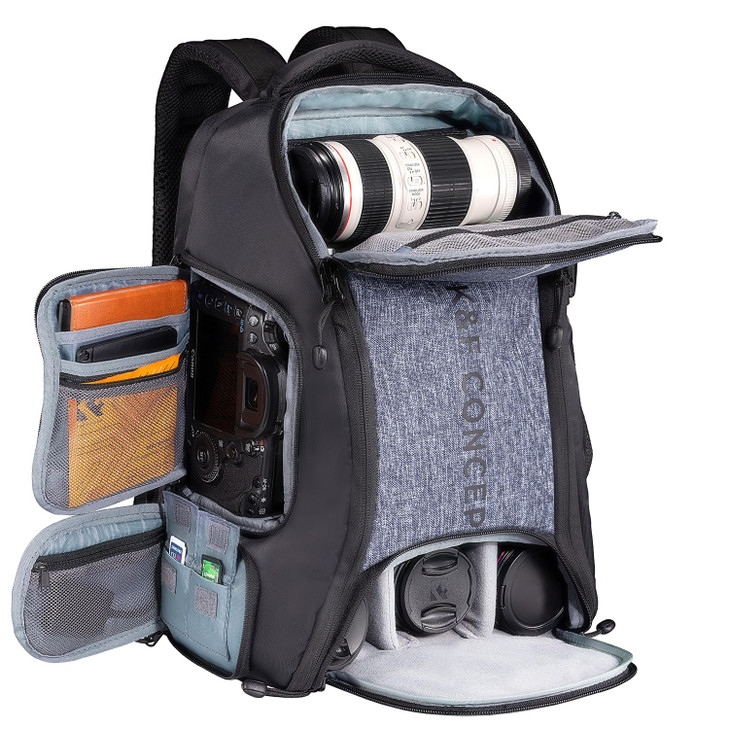 KF CONCEPT Camera Backpack25L Large Capacity Camera Bag for Photographers with Raincover and 156 Inch Laptop Compartment