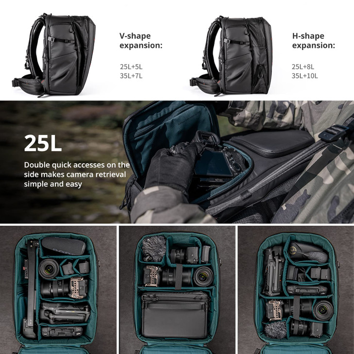 PGYTECH OneMo 2 25L33L Camera Backpack with Shoulder Bag for Photographers Waterproof Large Camera Bag for CanonNikonSon