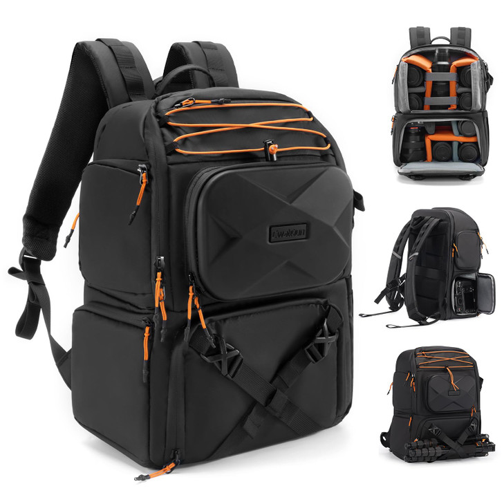 Cwatcun Camera Backpack Professional DSLRSLRMirrorless Waterproof Hardshell Case Large Camera Bag Outdoor Hiking Travel