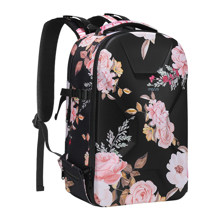 MOSISO Camera Backpack DSLRSLRMirrorless Photography Camera Bag Peony Waterproof Hardshell Case with Tripod Holder Lapto