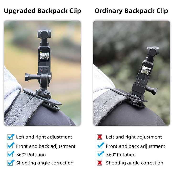 SKEZN Osmo Pocket Backpack Quick Clip Mount360 Degree Rotation Backpack Strap Knapsack Shoulder Mount with Extended Bord