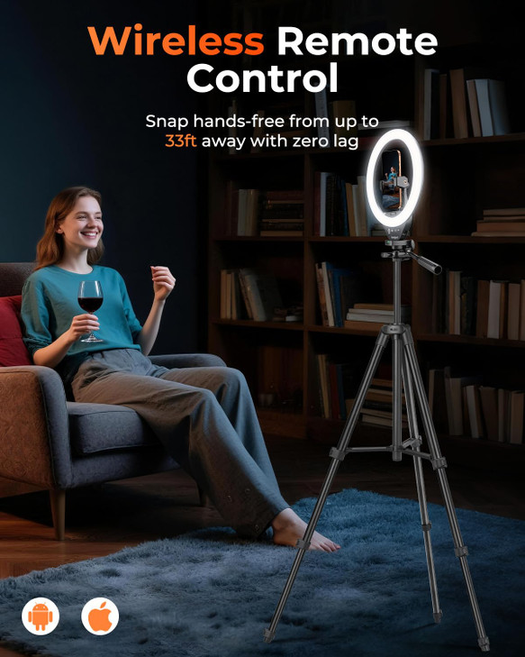 Sensyne 10 Ring Light with 50 Extendable Tripod Stand LED Circle Lights with Phone Holder for Live StreamMakeupYouTube V