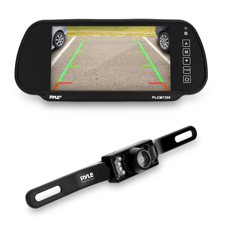 PYLE BACKUP CAR CAMERA 7 LCD DISPLAY NIGHT VISION WATERPROOF DISTANCE SCALE LINES COMPLETE SYSTEM WITH ALL NECESSARY CAB