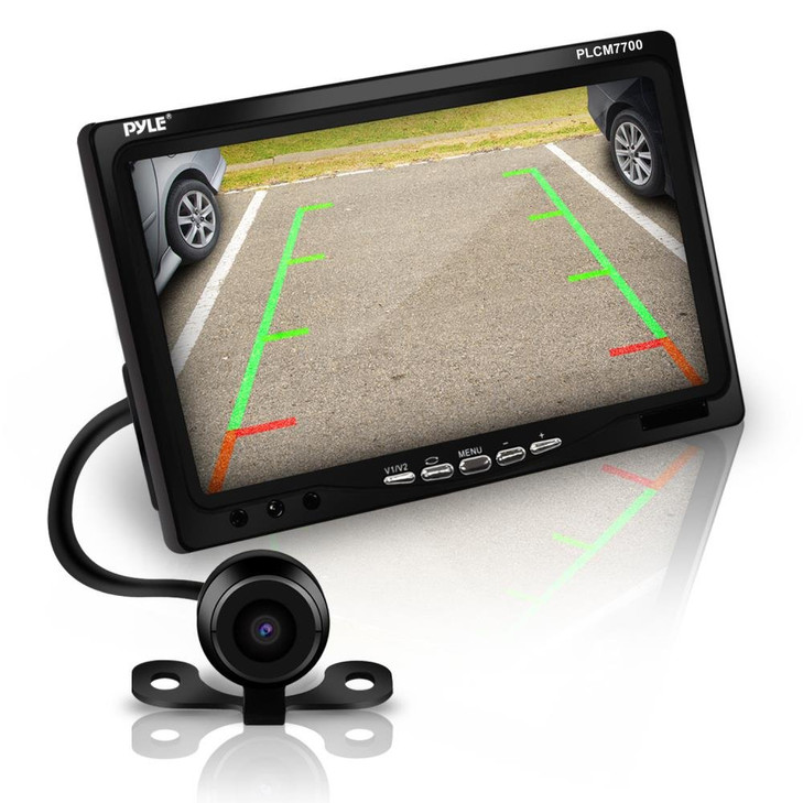 Pyle Backup Rear View Car Camera Screen Monitor System Parking Reverse Safety Distance Scale Lines Waterproof Night Visi