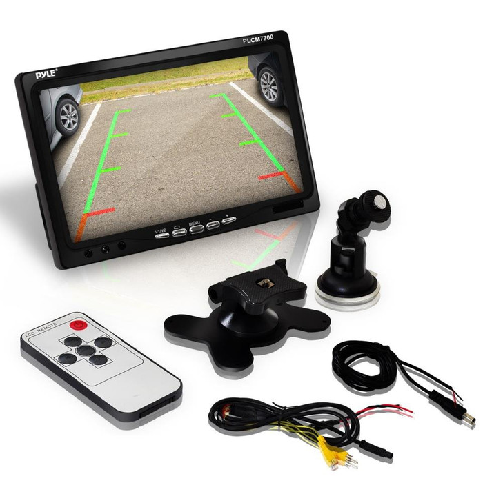 Pyle Backup Rear View Car Camera Screen Monitor System Parking Reverse Safety Distance Scale Lines Waterproof Night Visi